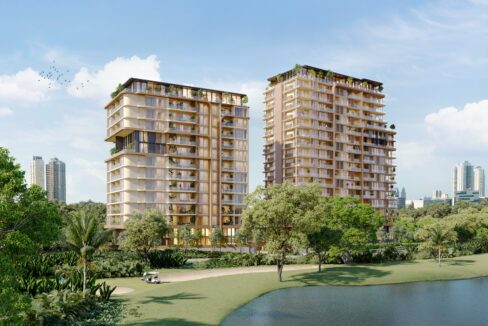 Image of the views of the lake and golf course in this condo in Bosco Di Santa Maria