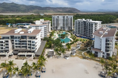 Drone Playa Caracol two-bedroom condo for sale