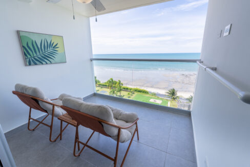 Image of balcony with ocean views in this condo for sale in The Palms