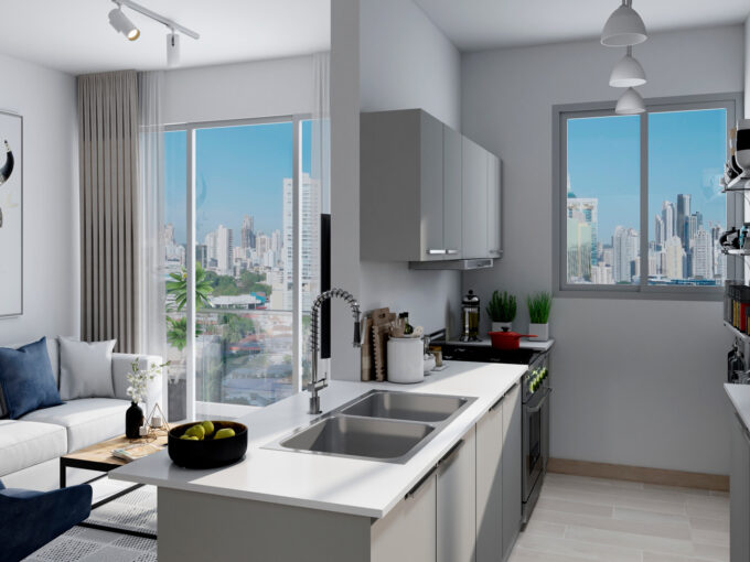 Image of kitchen with countertops an cabinetry in this condo for sale in Aurora