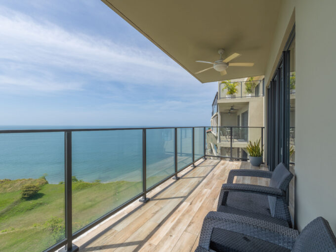 Image of balcony with ocean views in this condo for sale in Punta Caelo